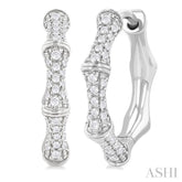 1/3 ctw Petite Bamboo-Inspired Round Cut Diamond Fashion Huggies in 14K White Gold